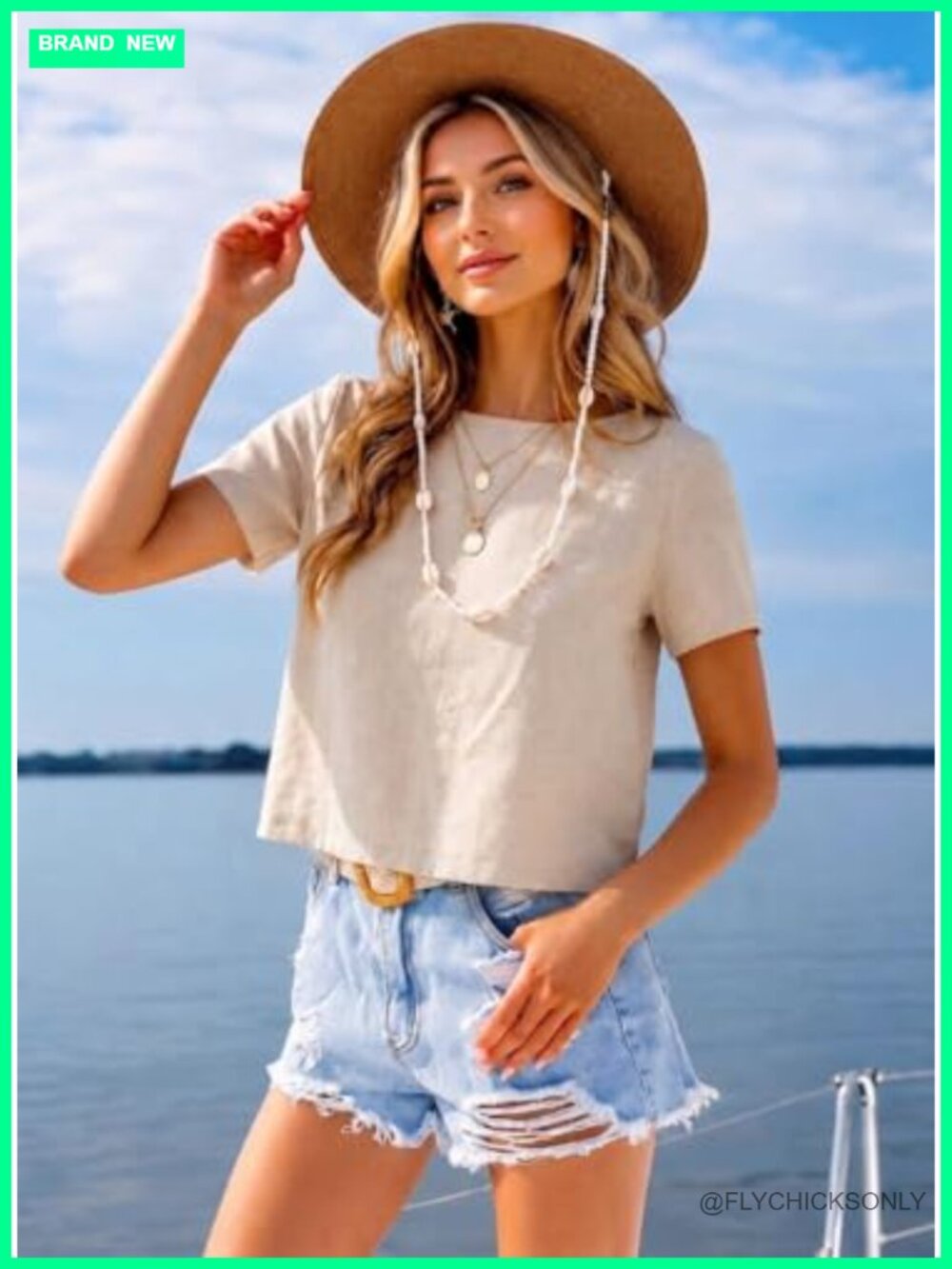 Linen Blend Crop Crewneck Short Sleeve Tops Blouses Beach T-Shirts - Picture 3 of 4